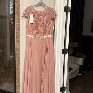 JJ's House special occasion dress. New with tags, sz14 Dusty Rose. With sequins